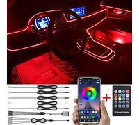 TABEN Kit luci Atmosfera per Auto Sincronizzazione Musicale Multicolore 16 Milioni Colori 6 Metri Kit Illuminazione Ambientale vano Piedi USB in Fibra Ottica, Telecomando RF e Controllo App Bluetooth
