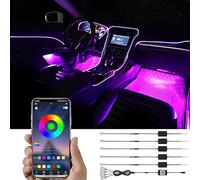TABEN Luce Ambientale Controllo App Lampada Luce Atmosfera Auto Morbido Fai da Te Refit 6m Banda in Fibra Ottica 64 Colori Illuminazione vano Piedi Interno Luce Decorativa 1W DC 12V-24V