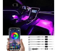 TABEN Luce Ambientale Controllo App Lampada Luce Atmosfera Auto Morbido Fai da Te Refit 6m Banda in Fibra Ottica 64 Colori Illuminazione vano Piedi Interno Luce Decorativa 1W DC 12V-24V