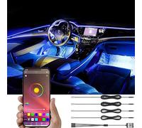 TABEN Luce Ambientale Controllo App Lampada per Atmosfera Auto Lampada Morbida Fai-da-Te Refit Fascia in Fibra Ottica 64 Colori Illuminazione Interna Luce Decorativa 1W DC 12V 5m