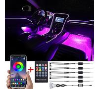 TABEN Luce ambientale Controllo APP + Telecomando RGB Lampada luce atmosfera auto Morbido fai da te Refit 6m Banda in fibra ottica 64 colori Illuminazione vano piedi interno Luce decorativa DC 12V-24V
