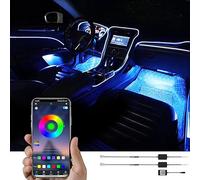 TABEN Luce Ambientale Interna Auto 64 Colori Controllo App Kit luci Atmosfera Auto Decorazione Impermeabile Fibra Ottica Atmosfera Neon Striscia luci Fredde 1W DC 12V-24V 3m
