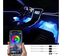 TABEN Luce Ambientale Interna Auto 64 Colori Controllo App Kit luci Atmosfera Auto Decorazione Impermeabile Fibra Ottica Atmosfera Neon Striscia luci Fredde 1W DC 12V-24V 4m