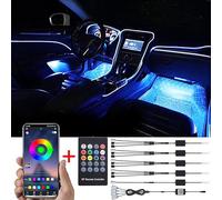 TABEN Luce Ambientale Interna Auto 64 Colori Controllo App + Telecomando RGB + Luce di Posizione + Luce Scatola di immagazzinaggio + Porta Ciotola Lampada Decorazione Atmosphere Kit luci Fibra Ottica