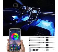 TABEN Luce Ambientale Interna per Auto 64 Colori App Control + Luce del Piede + Scatola di immagazzinaggio Luce Decorazione Kit Luce Atmosfera Impermeabile Fibra Ottica Atmosfera Strip Luci Fredde 6m