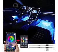 TABEN Luce Ambientale Interna per Auto 64 Colori App Control + Telecomando RGB Decorazione Auto Kit Luce Atmosfera Impermeabile Fibra Ottica Atmosfera Neon Neon Luci Fredde 1W DC 12V-24V 3m