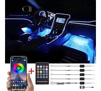 TABEN Luce Ambientale Interna per Auto 64 Colori App Control + Telecomando RGB Decorazione Auto Kit Luce Atmosfera Impermeabile Fibra Ottica Atmosfera Neon Neon Luci Fredde 1W DC 12V-24V 8m