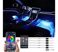 TABEN Luce Ambientale Interna per Auto 64 Colori App Control + Telecomando RGB Decorazione Auto Kit Luce Atmosfera Impermeabile Fibra Ottica Atmosfera Neon Neon Luci Fredde 1W DC 12V-24V 6m