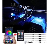TABEN Luce ambientale interna per auto 64 colori APP Control + telecomando RGB + luce per piedi Car Decoration Atmosphere Light Kit Impermeabile fibra ottica atmosfera Neon Strip Luci fredde 12-24V 5m
