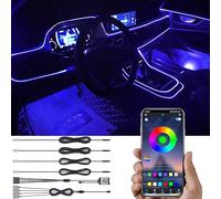 TABEN Luce Ambientale per Auto Controllo App Lampada a Luce Decorativa Fai da Te Refit Tubo in Fibra Ottica Flessibile 64 Colori Illuminazione Interna vano Piedi Luce d'atmosfera 1W DC 12V 5m