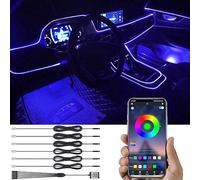 TABEN Luce Ambientale per Auto RGB Controllo App Lampada Decorativa Lampada Fai da Te Refit Tubo in Fibra Ottica Flessibile 64 Colori Illuminazione Interna Atmosfera Luce 1W DC 12V 8m