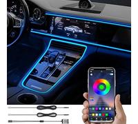 TABEN Luce Ambientale per Auto RGB Controllo App Lampada Decorativa Lampada Fai da Te Refit Tubo in Fibra Ottica Flessibile 64 Colori Illuminazione Interna Atmosfera Luce 1W DC 12V 3m