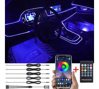 TABEN Luce Ambientale per Auto Telecomando RGB + Controllo App Lampada Decorativa Lampada Fai da Te Refit Tubo in Fibra Ottica Flessibile 64 Colori Illuminazione Interna Atmosfera Luce 1W DC 12V 6m
