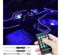TABEN Luce Ambientale per Auto Telecomando RGB Lampada Luminosa Decorativa Fai da Te Refit Tubo in Fibra Ottica Flessibile 8 Colori Illuminazione Interna Atmosfera Luce 1W DC 12V 3m