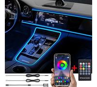 TABEN Luce Ambientale per Auto Telecomando USB RGB + Controllo App Lampada Decorativa Fai da Te Refit Tubo in Fibra Ottica Flessibile 64 Colori Illuminazione Interna Luce Atmosfera 1W DC 12V 3m