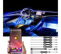 TABEN Luce Ambiente App Controllo Auto Lampada Luce Atmosfera Morbida Fai da Te Refit Fascia in Fibra Ottica 64 Colori Illuminazione Interni Vano Piedi Luce Decorativa 1W DC 12V 6m