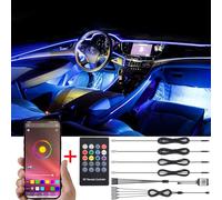 TABEN Luce Ambiente App Controllo Auto Lampada Luce Atmosfera Morbida Fai da Te Refit Fascia in Fibra Ottica 64 Colori Illuminazione Interni Vano Piedi Luce Decorativa 1W DC 12V 5m