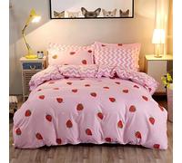 Tabeskly Fragola Sacco Copripiumino Singolo Bambino Piumino Singolo Letto Set Rosa 135x200cm