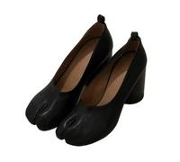 Tabi Ballerine Tabi da Donna con Punta Divisa e Tacco Grosso, décolleté in Pelle, Scarpe retrò Slip-on for l'autunno Casual Quotidiano