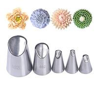 Tabiger Set di 5 beccucci per tubazioni a forma di fiore di crisantemo e rose, per glassare i tulipani, set di beccucci coreani per pasticceria, kit per decorazione torte