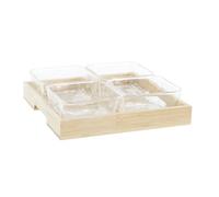 TABLA APERITIVO SET 5 CRISTAL BAMBU 21X21X6 280ML