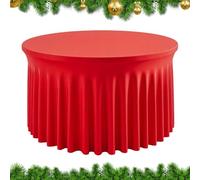 Table Cloth - 882g Round Pleated Tablecloths for Christmas, Baby Shower with Elegant Desk Cover, Red Tableskirts for Birthday Party, Banquet, Buffet, Classroom, Holiday Gatherings