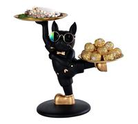 Table Decoration French Bulldog Tray Decoration Resin French Bulldog Creative Key Storage Tray Desktop Ornament for Bookshelf, Office, Living Room Dog Figurine with