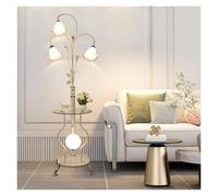 table Floor Modern Metal/Glass LED Side Table and Floor, Living Room Floor with Hardware Sofa Feet, Floor for Bedroom, Living Room or Office Standing (White) desk