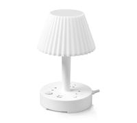 table for living room Desk LED Desk with 2 USB Charging Ports and 3 AC Outlet, Plug-in Eye Protect Desk Bedside Light with 3 Lighting Modes, Phone Holder Table Light night stand