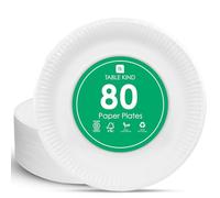 TABLE KIND | x80 | 22 cm | Piatti di carta ecologici per compleanno, stoviglie ecologiche, riciclabili, usa e getta, forniture per feste biodegradabili, compostabili in casa, | Prodotto nell'UE