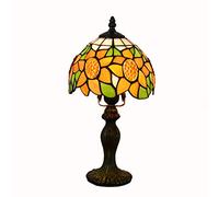 Table Lamp Ø20cm Bedside Art Decor Lamp Orange Crystal Sun Flower Shade with Aluminum Alloy Base for Living Room Bedroom,E27