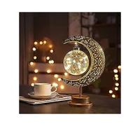 Table Lamp Battery Operated Enchanted Lunar Lamp Magic Crescent Night Light Ramadan Decorations Bedside Lamp for Home Bedroom Office Party Holiday War