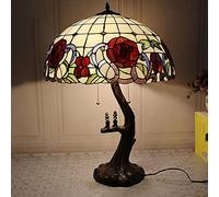 Table Lamp Bedside Lamp Color Rose Dragonfly Glass Lampshade 19 inch Desk Light for Bedroom Living Room Study Office