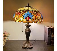 Table Lamp Bedside Lamps 16" Tall Stained Glass Decorative Reading Rustic Table Light for Living Room Bedroom Banker Victorian,Baroque