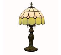 Table Lamp Mediterranean Green Plaid Shade Bedroom Decor Lamp with Aluminum Alloy Base for Living Room Study,E27,(20cm36cm)