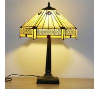 Table Lamp MissStyle Lamp 16 inch Wide Yellow White Stained Glass Desk Lamp Decor for Bedrooms Living Room Study Home Office,Yellow