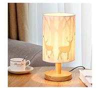 Table Lamp Nordic Warm Girl Heart Bedroom Simple Modern Bedside lamp Cartoon Creative Eye Protection Romantic ins Table lamp (Body Color : Elk A Style Wattage : Button swith) (Dimming Swith Elk B st