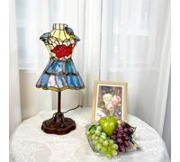 Table Lamp Princess Dress Sleep Night Light 8 inch Wide Handmade Stained Glass Rose Lamp Bedroom Decor Girl Birthday Christmas Gifts Desk Lamp