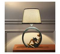 Table lamp Reading Lady Resin Table Lamps Bedroom Night Lamp Warm Living Room Nordic Style Home Deco Study Desk Lights Fabric Shadow Lighting (Lampshade Color : 1heads)