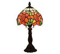 Table Lamps Bedside Lamps, Stained Glass Desk Lamp Reading Lamp for Bedroom Living Room,Antique Zinc Base,8" Floral Lampshade,Glass Beads Sunflower