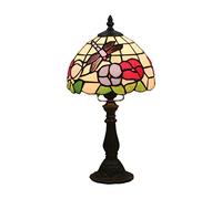 Table Lamps Bedside Lamps, Stained Glass Desk Lamp Reading Lamp for Bedroom Living Room,Antique Zinc Base,8" Floral Lampshade,Dragonfly Flower