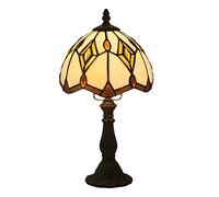 Table Lamps Bedside Lamps, Stained Glass Desk Lamp Reading Lamp for Bedroom Living Room,Antique Zinc Base,8" Floral Lampshade,Orange Glass Beads