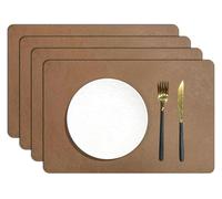 Table Mats Set of 4, Faux Leather Placemats Heat-Resistant Non Slip Waterproof for Kitchen Dinning(Earthy)