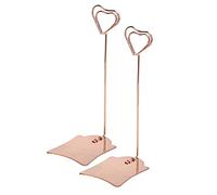 Table Number Holders 2 Pack | Heart - Shaped Iron Card Clips for Weddings/Parties/Office | Multipurpose Photo Stand & Memo Clip | Elegant Electroplated Design, 15.3x6.3x5cm (Oro rosa)