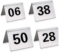 Table Number Signs 1-50/1-100 Stainless Steel Table Number Card, Easy To Clean And Place, Double Sided Digital, Tent Style Table Number Stands For Restaurants/Bars/Cafes/(1 To 20)