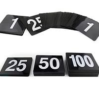 Table Numbers 1 To 25/50/100, Double Sided Plastic Table Numbers Black Table Seat Cards For-Clip Table Number Holder Party Restaurant Bar Utensil/1 To 50(30Cm)