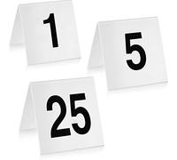 Table Numbers Acrylic Place Cards 1-30/60, Classic White Table Numbers 63X55Mm, Double Sided Table Place Seat Card Tags, Flexible Wedding Restaurant Bars Cafe Signs(Black-20Cm)