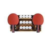 Table Tennis Racket Holder, Paddle Display Organizer, 45/25/4.4 Inches, Wooden Wall Mount Rack, Sturdy Compact Storage Design for Home, Company, or Game Room Use, Wood Color