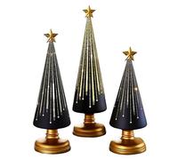 Table Top Christmas Tree Decor - 3-Piece Artificial Resin Tree Sculpture Set with Star Topper, Elegant Mini Holiday Figurines for Home, Indoor Winter Mantel, Party, Festive Centerpiece Decoration