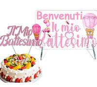 Tableau benvenuti battesimo+Cake Topper Battesimo,Decorazione Torta Battesimo,Decorazioni Battesimo Bimbo Tavolo,Scritta Battesimo,Centrotavola per Il Tavolo della Battesimo